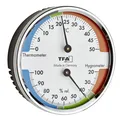 Analoges Thermo-Hygrometer mit Metallring silber weiß Made in Germany 7x2x7 cm