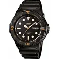 Casio MRW-200H-1EVDF, Armband, Harz, Schwarz, Harz, Schwarz, Harz - Schwarz/Orange