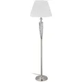 Stehlampe Antik, Stoffschirm, Dekorativer Metallfuß, E27, Standleuchte Wohnzimmer, Hxd: 157x42cm, Silber/weiß - Relaxdays
