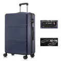 YONSLY Premium Reisekoffer TSA-Schloss,YKK-Reißverschluss Hartschalen-Koffer Trolley Rollkoffer Suitcase Handgepäck 4 Rollen (Dunkelblau, XL)
