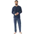 Mey Schlafanzug Straight (2 tlg) Langarm-Shirt mit Brusttasche blau S