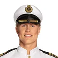 Boland 44371 - Mütze Admiral Edward, Kapitänsmütze, mit goldenen Stickereien, schwarzem Rand und schwarzer Krempe