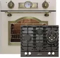 Kaiser Küchengeräte Backofen-Set EH 6355 ElfEm+KCG 6394 Turbo Romb, Autark, Retro, Drehspieß, 8 Funktionen+ Glaskeramik Einbau Gas -Kochfeld 60 cm, Erdgas/Propangas/Fl.Gas
