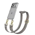 EAZY CASE Handykette - Verstellbares Taschenband kompatibel mit iPhone 17 Pro, Schulterriemen, Handykordel mit Silikon Hülle, Umhängetasche, Grau Schwarz Gold