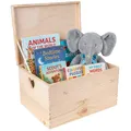 Creative Deco Holzkiste mit Deckel | 40x30x24 cm (+/-1cm) | Erinnerungsbox Baby Groß Holzbox Unlackiert Kasten | Herzförmigen Griffen | Für Dokumente Ostern Spielzeuge Werkzeuge ROH UNGESCHLIFFEN