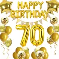 70. Geburtstag Dekoration, Happy Birthday Ballon Wimpel Banner Gold Nummer 70...