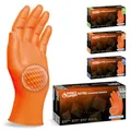 PROGRIP Einweghandschuhe Diamant Grip, Orange, Einmalhandschuhe Extra Stark, Nitrilhandschuhe Gr. XXL, 2x dicker, Handschuhe Einweg, Arbeitshandschuhe für Werkstatt & Montage, 50 Stk/Box