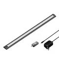 ledscom.de LED Unterbau-Leuchte SIRIS schwarz matt mit Netzteil und Bewegungsmelder flach, 50cm, 531lm, warmweiß