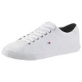 Tommy Hilfiger ESSENTIAL LEATHER SNEAKER Sneaker, Freizeitschuh, Halbschuh, Schnürschuh mit Flaggenstickerei weiß 41 EU