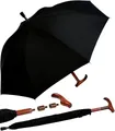 iX-brella Stockregenschirm Stützschirm mit Holzgriff - höhenverstellbar, sehr stabil, im klassischen Design