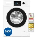 Exquisit Waschmaschine 9kg, Energieeffizienzklasse A, max. 1400 U/Min, Aquastop, Kurzprogramm, Startzeitvorwahl, 16 Waschprogramme, WA59214-340A weiss - Weiß