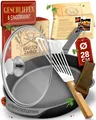 Gusseisenpfanne Induktion 28cm inkl. Deckel und Pfannenwender  Geschliffene P...