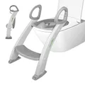 Spuddies Toilettenleiter, Kinder Toilettensitz mit Leiter, Toilettentrainer mit Treppe, klappbar, 1 Stufe, mit Griffen, Spritzschutz und Anti-Rutsch-Füße, leichte Montage Weiß/Grau