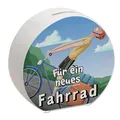 Spardose mit lustigem Fahrradfahrer und Text - Für EIN neues Fahrrad als Geschenk für Fahrradfahrer die Sich einen neuen Drahtesel kaufen wollen und dafür etwas Geld sparen müssen