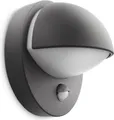 Philips myGarden June Wandleuchte, 12W, E27 P45, ohne Leuchtmittel, Wandbeleuchtung für den Außenbereich, Schwarz, Metall, IP44, Fassade, Garten, Terrasse, II