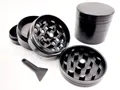 2x Gewürzmühle Metall Grinder kleine Kräutermühle matt schwarz 4cm x 3,5 cm 4tlg