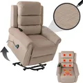 Fernsehsessel MCW-K63, Relaxsessel, Liegefunktion Aufstehhilfe Massage Heizfunktion, Stoff 220g/m² Chenille  creme