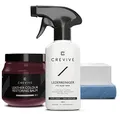 CREVIVE Lederreiniger 250 ml & Leder Reparatur Set Kirschrot 300 ml (Rot) - Lederpflege Auto - Lederreparatur Sofa - Autositz Reparatur