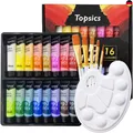Topsics 36ML Acrylfarben Set, 16 Tuben 36ml Acryl Farben Bastelfarbe Set mit 5