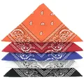 Karl Loven Bandanas 5er Pack 100% Baumwolle Paisley Halstuch Kopf Hals Schal (5er Pack, Blau weiß Rot Schwarz Orange)