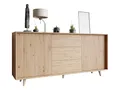 Mirjan24 Kommode Ferido 2D3SZ mit 2 Türen und 3 Schubladen, gefräster Front, Griffloses Öffnungssystem, Highboard, Anrichte, Sideboard, Mehrzweckschrank, Wohnzimmerschrank (Eiche Artisan)