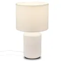 BRILONER - Tischlampe mit Stoffschirm, Kabelschalter, Keramikfuß, Lampe, Nachttischlampe, Tischleuchte, Dekolampe Flur, Bürolampe, Leselampe, Wohnzimmer, Schlafzimmer, 22x37,5 cm (DxH), Weiß