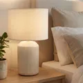 Brilo LED Tischleuchte Ino Big weiß 37,5 cm E27 Keramik Stoff Nachttisch Lampe