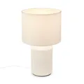 Nachttischlampe E14 Stoffschirm Tischlampe Kabelschalter Keramik Weiß 37,5 cm