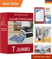 Vakuumversiegelte Jumbo Aufbewahrungsbeutel für Kleidung & Bettwäsche - 7er Set