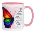 65 Geburtstag Frauen Geschenk Tasse | Schmetterling – Hinter dir Erinnerungen - vor dir Träume | Lustige Geschenk Geburtstagstasse Spruch 65. Geburtstag | 65ter Geburtstag - Geburtstagsgeschenk Frau