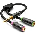 deleyCON Audio Klinken Y Adapter Splitter Kabel Stereo - 3,5mm Klinke - 1x Stecker auf 2x Buchse - Headsets Gaming Kopfhörer mit Mikrofon - für PC, Computer, PS4, PS5 Controller, Laptop Usw.