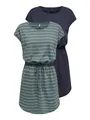 ONLY Shirtkleid ONLMAY LIFE S/S DRESS 2 PACK CS JRS (2er-Pack) flexibel taillierbar für individuelle Passform, Night Sky Pack:Balsam green stripe cloud dancer