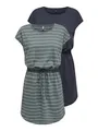 Shirtkleid "ONLMAY LIFE S/S DRESS 2 PACK CS JRS", (2er-Pack), flexibel taillierbar für individuelle Passform, Gr. M (38) - N-Gr, Night Sky Pack:Balsam green stripe cloud dancer N-Gr