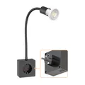 Steckdosenlampe LESCH Leselampe chrom/schwarz inkl. GU10 LED Lampe 5,8W 468lm
