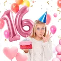Geburtstag zahlen luftballon 16 jahre | Folienballon Rosa Folienballon in 40"...