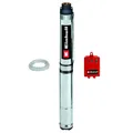 Einhell Tiefbrunnenpumpe GC-DW 1300 N (1300 W, 5.000 l/h max. Fördermenge, 20m max. Eintaucht., Edelstahlgehäuse, Edelstahlsieb, inkl. 22m Ablassseil), silber