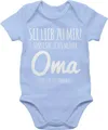 Baby Body Junge Mädchen - Sprüche - Sei lieb zu mir sonst sag ichs Oma - 3/6 Monate - Babyblau - lustige babyartikel babymode witzig spruch omi bodys sachen für babys mit babygeschenk spruche
