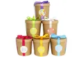 PAPIERDRACHEN Osternest 6 Osternester - Naturbraune Becher mit buntem Satinband