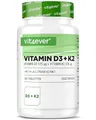 vit4ever Vitamin D3 + K2 Depot - 365 Tabletten - Premium Rohstoff: 99,7+% All-Trans - Mit 5000 I.E. Vitamin D3 pro Tablette - Vegetarisch - Premium Qualität - Ohne unnötige Zusätze