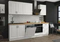 Landhaus Küche Stilo Weiß 250 cm Küchenzeile Küchenblock Einbauküche erweiterbar