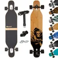 Mach1 Bambus Longboard mit Keramik Kugellager + T-Tool - Skateboard Drop Through Cruiser Komplettboard (Death)