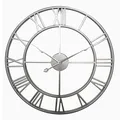Samilito Große Wanduhr im Vintage-Stil, rund, geräuschlos,Gratis dazu EIN Extraset Uhrzeiger in Gold. Die Metalluhr für Loft, Wohnzimmer, Schlafzimmer und Küchendekoration (Schwarz). (Silber, 60 cm)