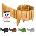 Garronda Rasenkante Beeteinfassung aus Holz flexibel 200 x 30 cm Rollborder für Rasen und Beet Beetumrandung und Beetbegrenzung Gartenzaun zum Stecken Holzzaun GD-0046 (Hellbraun)