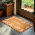 BRUBAKER Fußmatte für Außen und Innen - Welcome - 45 x 75 cm Strand Schmutzfangmatte mit Muscheln und Seesternen - Antirutsch Fußabtreter aus 100% Kokos Wetterfest und rutschfest - Braun