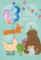 Zahlengeburtstag 3 Jahre - Glückwunschkarten im Format  11,5 x 17 cm - Bär, Maus