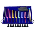 Orton 9 Stück bunte Solfeggio Stimmgabeln aus Aluminiumlegierung für Therapie, Stimmtherapie, Schwarz
