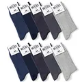 Mat & Vic's Socken Herren 39-42, feine Strümpfe aus Cotton Baumwolle gekämmt, Herrensocken für Freizeit, für Business Männer Damen, grau blau schwarz Jeans, 10 Paar