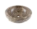 wohnfreuden Aufsatzwaschbecken Marmor Waschbecken BASCOM ROWFISH 40 cm grau rund (Kein Set), 8_40341