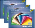 folia 6725/50 99 - Tonpapier Mix, 25 x 35 cm, 130 g/qm, 50 Blatt sortiert in 50 Farben - ideale Grundlage für vielseitige Bastelarbeiten | 3er Pack