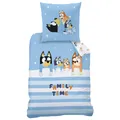 Bluey Kinderbettwäsche "Family Time" 135x200 + 80x80 cm in Renforcé, Geschenkidee,  Wendebettwäsche für Mädchen und Jungen, Bluey & Family